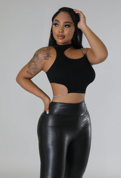 Chain Chic Black Crop Top