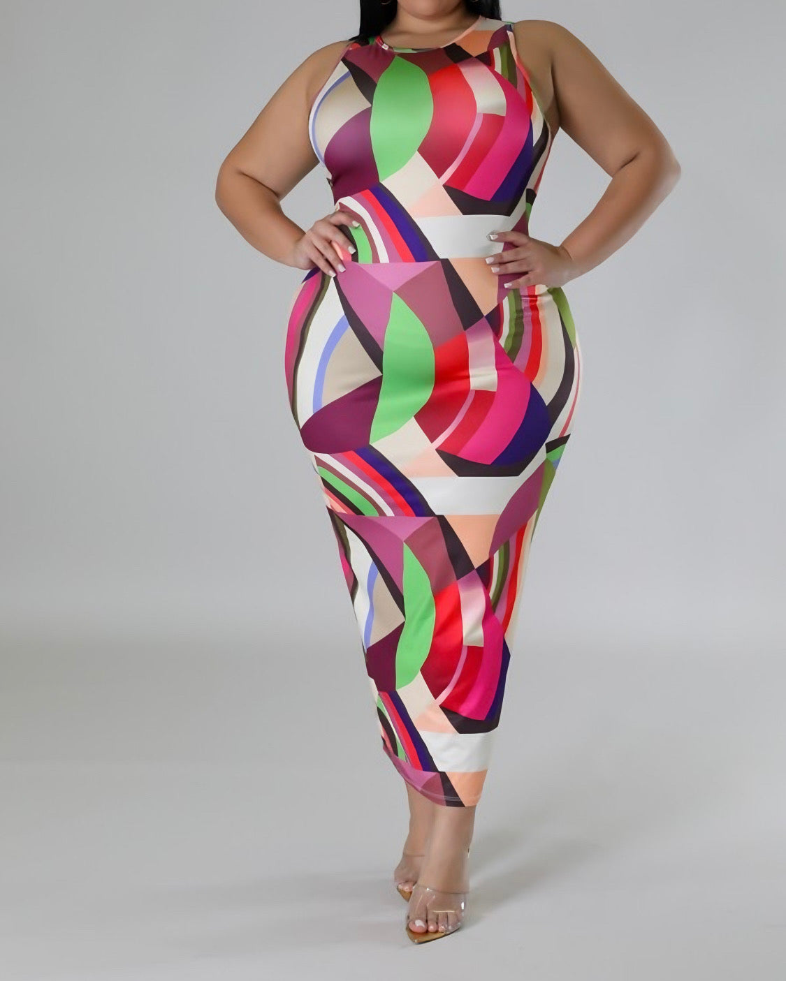 Multi Spectrum Sleeveless Maxi Dress