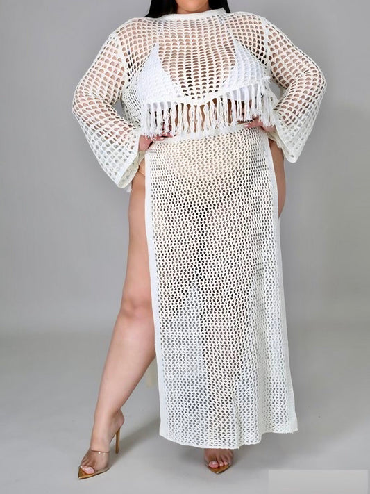 See Thru Ivory Crochet Set