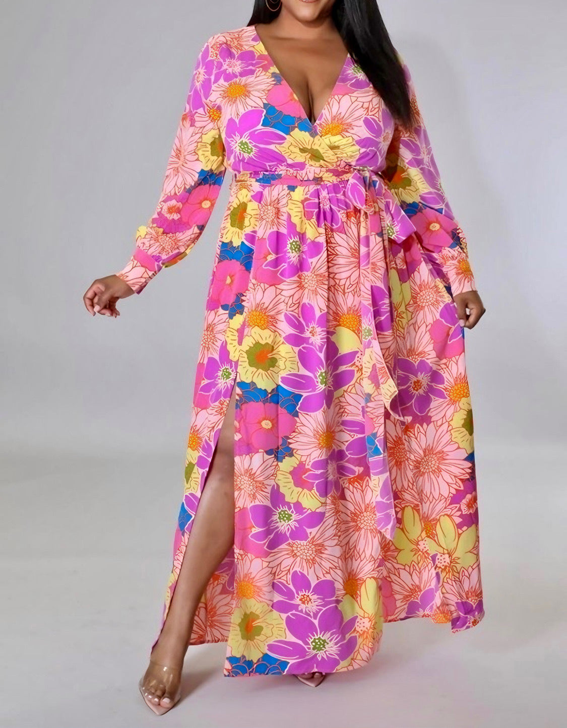 Split Petal Floral Dress